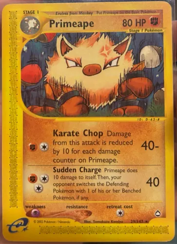 Carta Pokémon TCG Primeape - Coleção Aquapolis inglês 