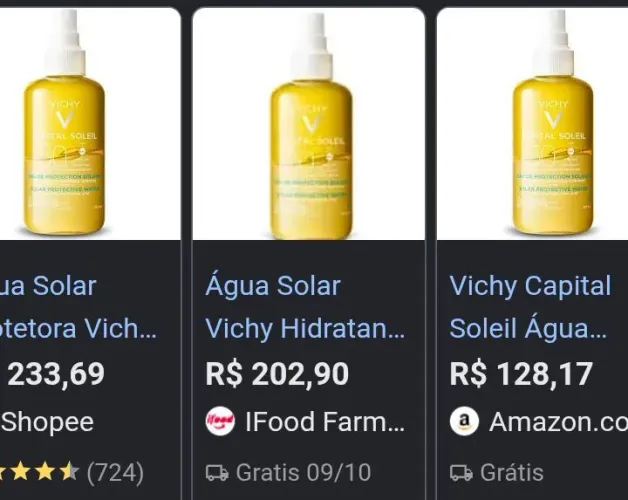 Água de proteção solar