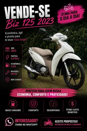 Honda Biz 125 2023 Branca - Excelente Estado | Aceito Proposta