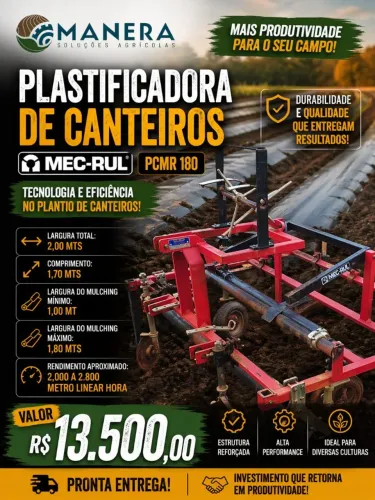 Plastificadora de Canteiros PCMR 180, Mecrul, 1,80 metros de Largura