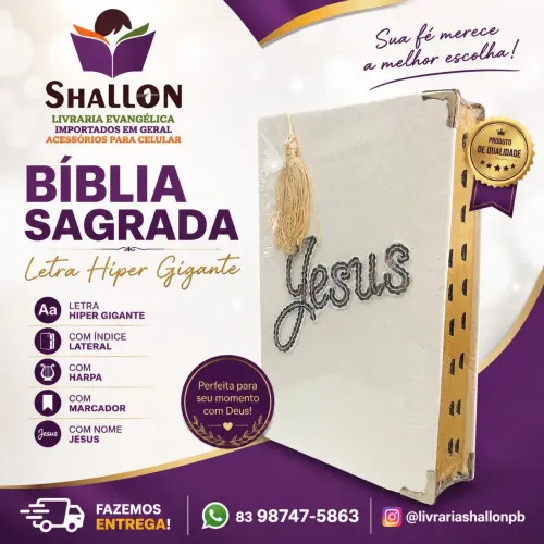 Bíblia Mulher (Nome Jesus na Capa) - Harpa e Letra Hiper Gigante
