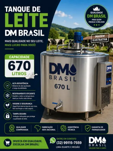 Tanque resfriador de leite 670 litros 