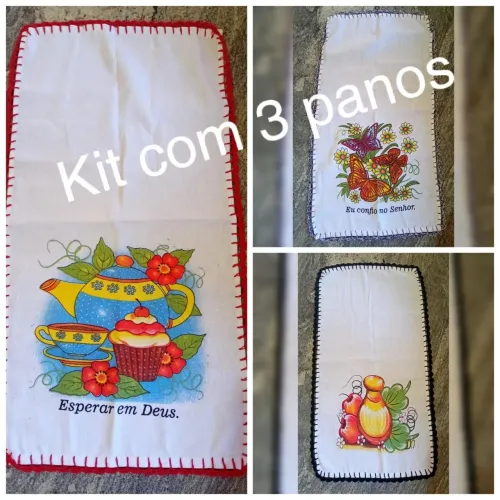 Pano de prato kit com 3 unidades