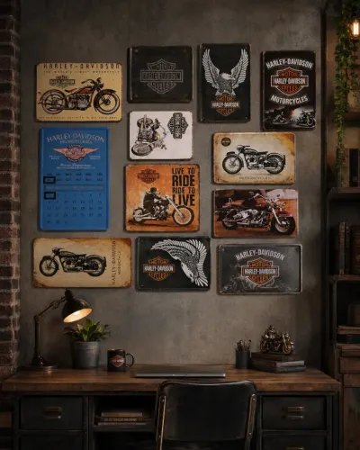 Kit 10 Placas Decorativas Harley-Davidson / Moto Custom