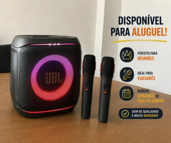 Aluguel de Caixa de Som JBL com 2 Microfones Sem Fio - Para Festas e Eventos