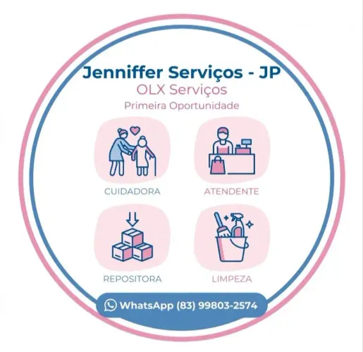 Primeira Oportunidade - Ofereço Serviços como Atendente, Auxiliar de Limpeza JP