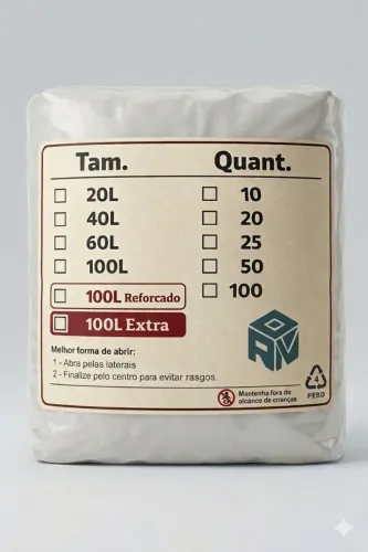 Pacote de saco de lixo 100L Leitoso 
