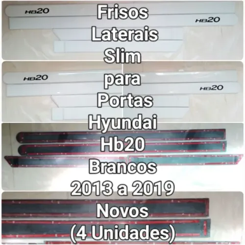Frisos Laterais para Portas Hyundai Hb20 Brancos 2013 a 2019
