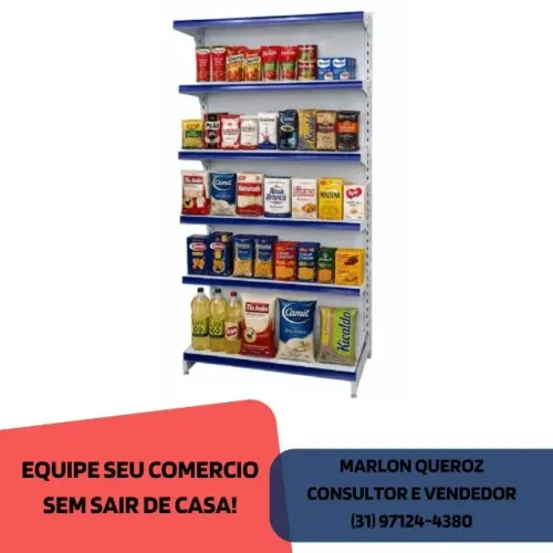 Gôndola de Parede Branca 6 Bandejas Polar Nova
