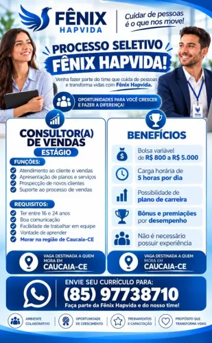 VAGA DE CONSULTOR DE VENDAS (ESTÁGIO)