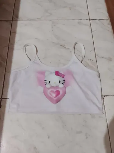 Cropped estampado Hello Kitty branco bom estado Tam M