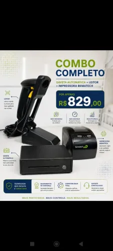 Kit PDV Completo Bematech | Leitor + Gaveta Automática + Impressora - R$ 829