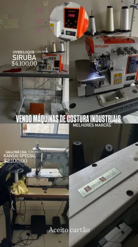 MÁQUINAS INDUSTRIAIS OVERLOQUE E GALONEIRA DE COSTURA