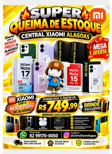 Xiaomi Poco X8 Pro Max 5G, Note 17 Pro 5G, Redmi 15C e Diversos modelos disponíveis 