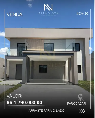 Casa de 3 suítes com piscina e espaço gourmet no Park Caçari R$ 1,64 mi