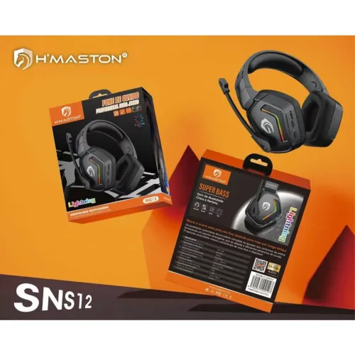 Fone Headset gamer sem fio Bluetooth LED RGB Com Microfone Original H'maston SNS12