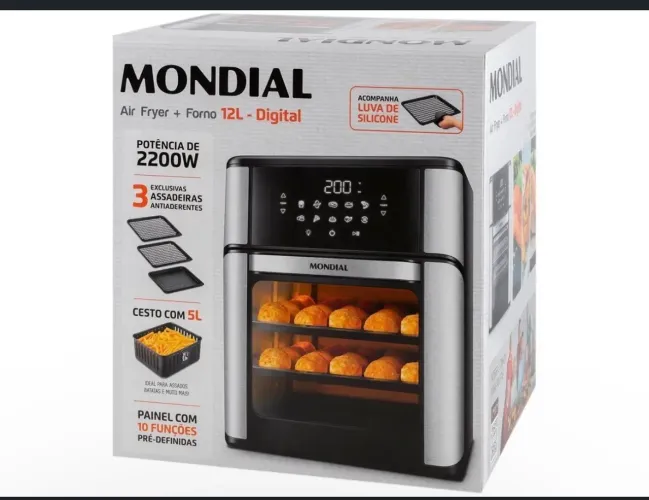 Air Fryer Forno Mondial Oven AFON-12L-BI 12L - Nova na Caixa