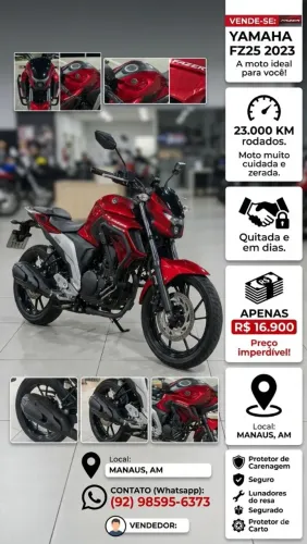 FZ25 Linda Vermelha Estado de Nova - apenas 16.900