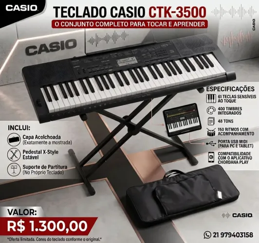 Teclado Casio com Acessórios