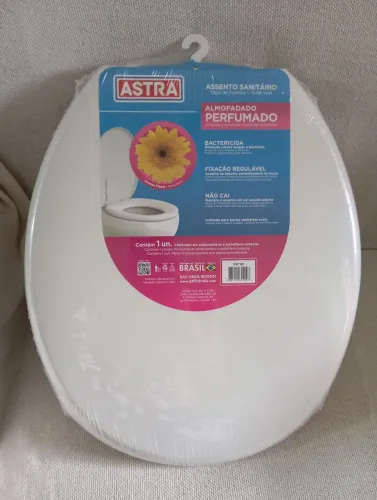 Assento de vaso sanitário,com almofada perfumada, fixação regulável proteção bactericida,
