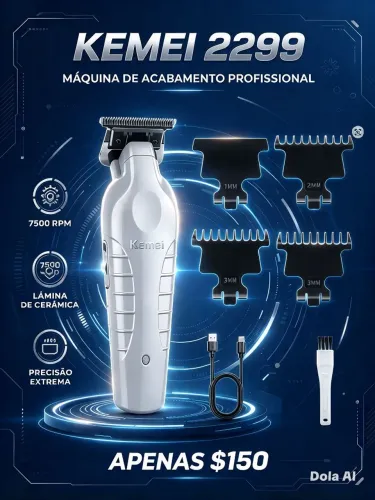 Máquina de acabamento kemei 2299 cor branca/ taxa grátis.