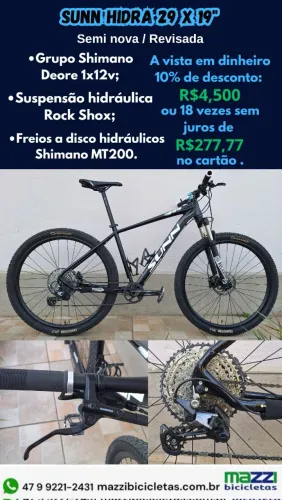 Bicicleta Sunn Hidra Aro 29 X 19" Semi Nova / Revisada.