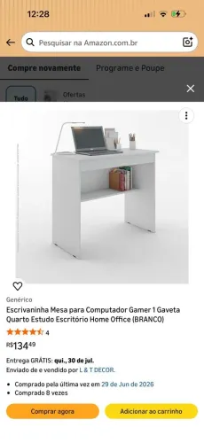 Escrivaninha com gavetão e suporte para livros embaixo - nova