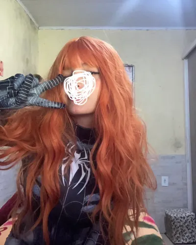 peruca ruiva sintética com franja ondulada cosplay