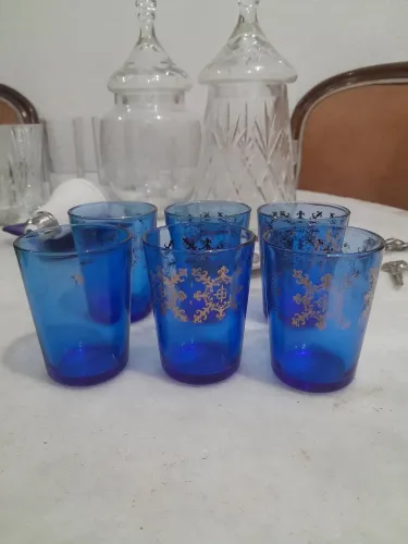 Conjunto 6 copos azuis para licor