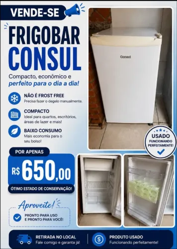 Frigobar Consul Branco - Ótimo Estado e Funcionando Perfeitamente!