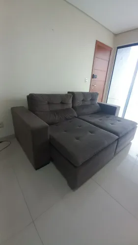 Oportunidade Sofà retrátil 2 lugares estofadoestofado cinza
