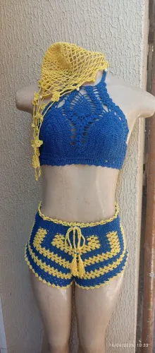 Conjunto blogueira de crochê (moda praia)