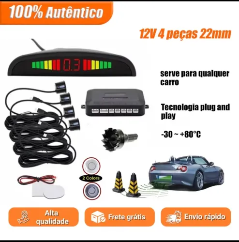 Kit Completo De Sensor De Estacionamento Reverso Com Visor