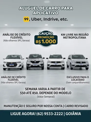 Aluguel, locações de carro pra app, pop 99,Uber, indrive etc