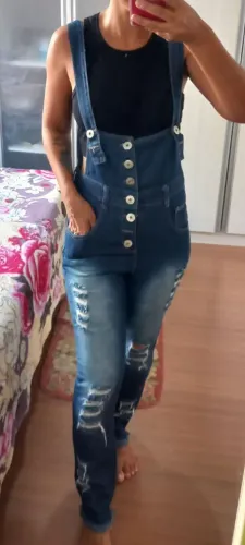 Jardineira/macacão feminino jeans novos
