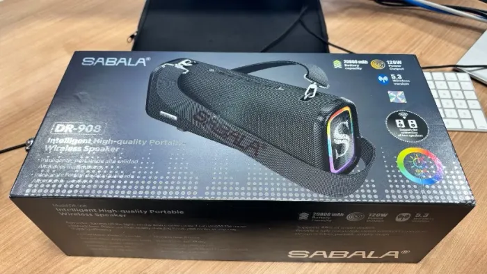 Caixa de Som Bluetooth Sabala DR-908 120W - Completa com Caixa, Manuais e Nota Fiscal