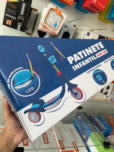 *Patinete Infantil com LED Azul Escuro
