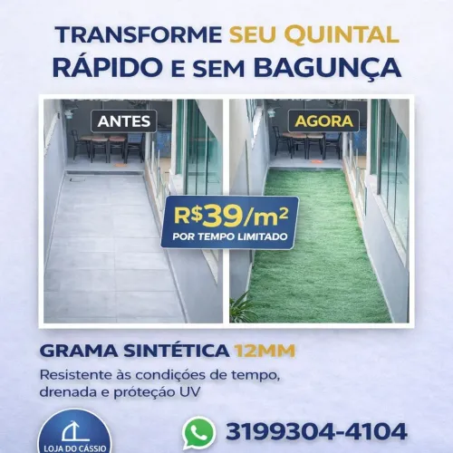 Grama Sintética 12mm - Uso Externo - Entrega BH
