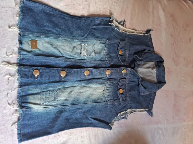 Colete jeans feminina 