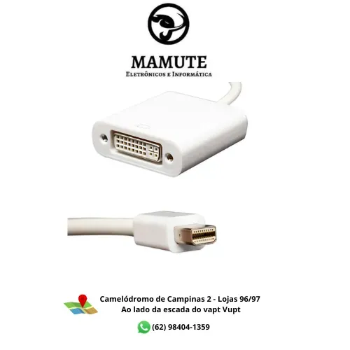 Adaptador Mini Displayport Macho x DVI Fêmea Monitore TV Digital Projetor