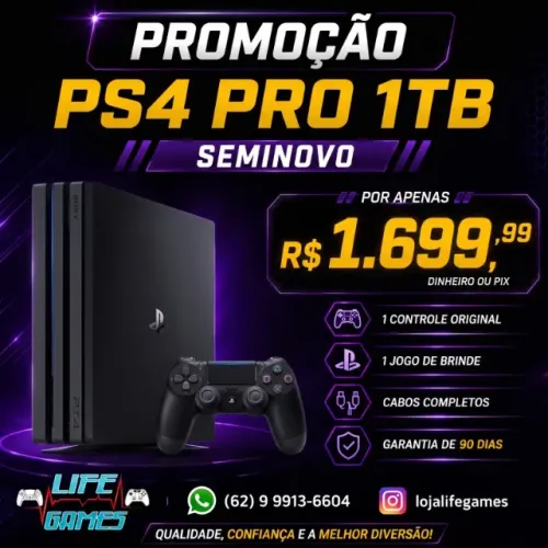 Playstation 4 Pró Seminovo c/ garantia, loja física
