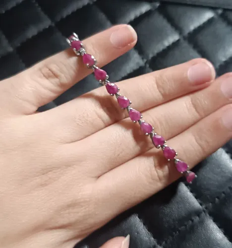 Pulseira riviera rubi indiano prata 925