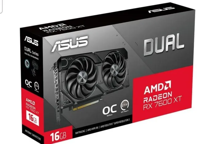 Placa de Vídeo RX 7600 XT OC ASUS AMD Radeon Dual 016G, 16GB GDDR6<br><br>90YVOK21-MONA00