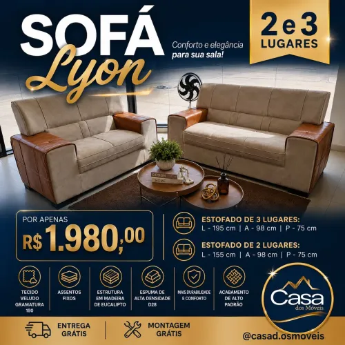Sofá 2 e 3 lugares Lyon