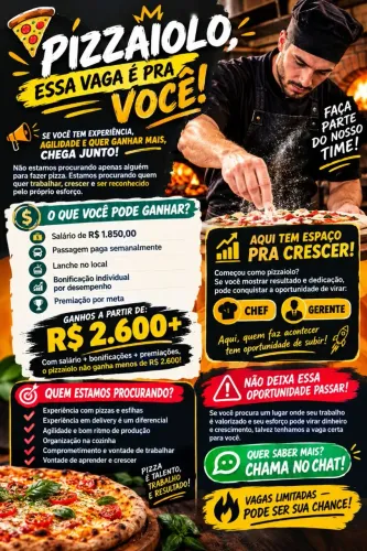 PIZZAIOLO - BARRA DA TIJUCA R$ 2600