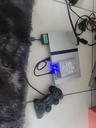Ps2 com 1 controle e hd com jogos