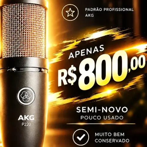 Microfone AKG P220 SEMI-NOVO CONDENSADOR PROFISSIONAL