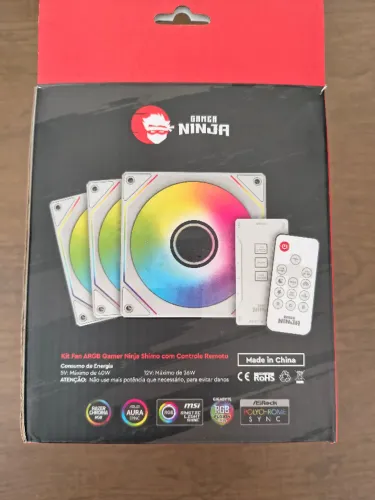 Kit Fan 3 Unidades ARGB 120mm com controladora branco