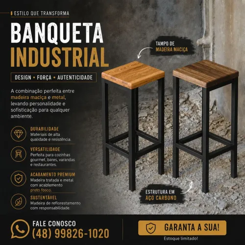 Banquinhos Metalon madeira pinus 