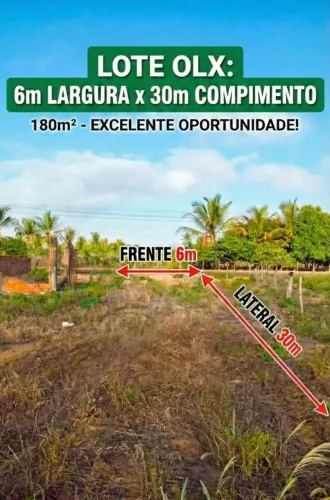 Lote / Terreno em São Domingos SE - 180m² (6x30m) - Pronto para Construir